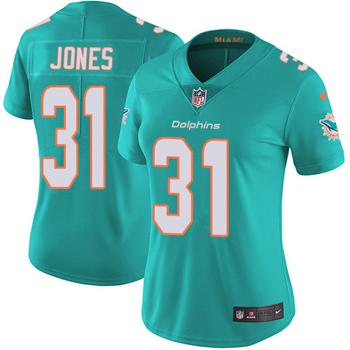 Nike Miami Dolphins #31 Byron Jones Aqua Green Team Color Women Stitched NFL Vapor Untouchable Limited Jersey->women nfl jersey->Women Jersey